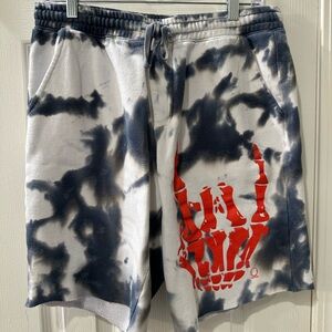 Men's Tie-Dye Athletic Shorts with Red Graphic